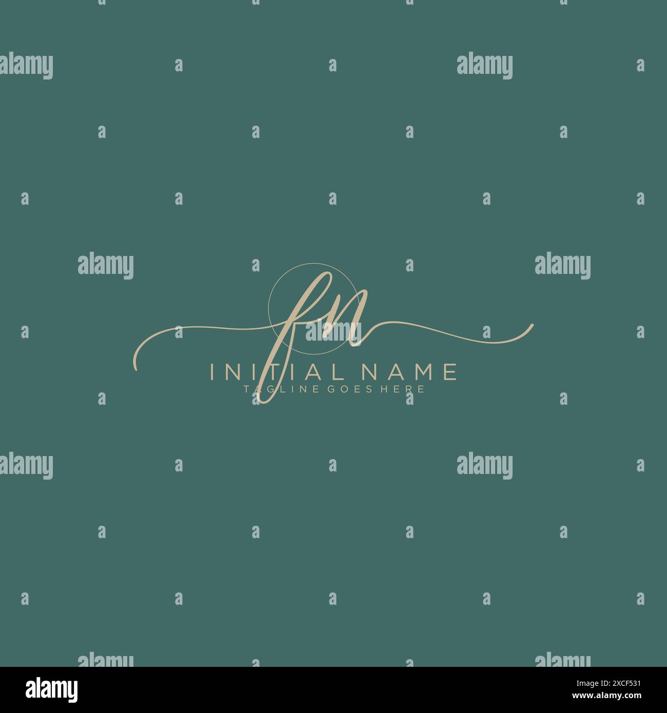 FN Initial handwriting with circle template Stock Vector