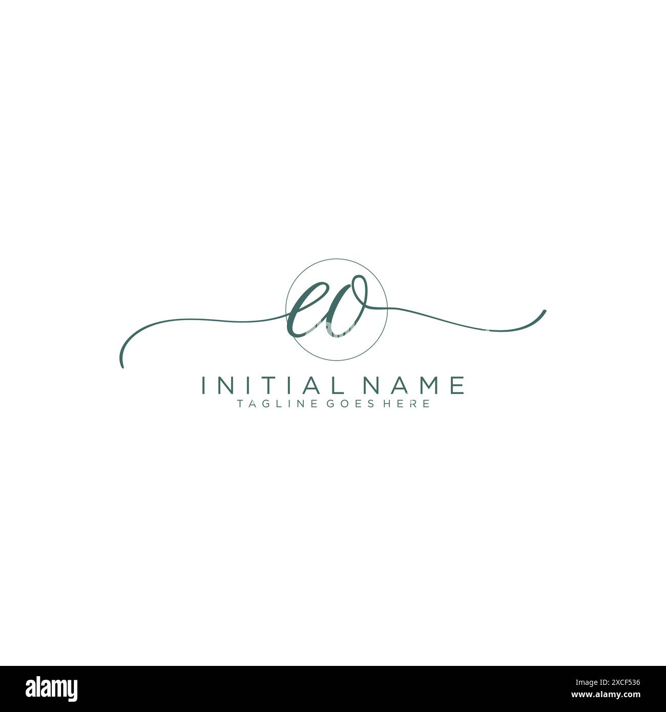 EO Initial handwriting with circle template Stock Vector