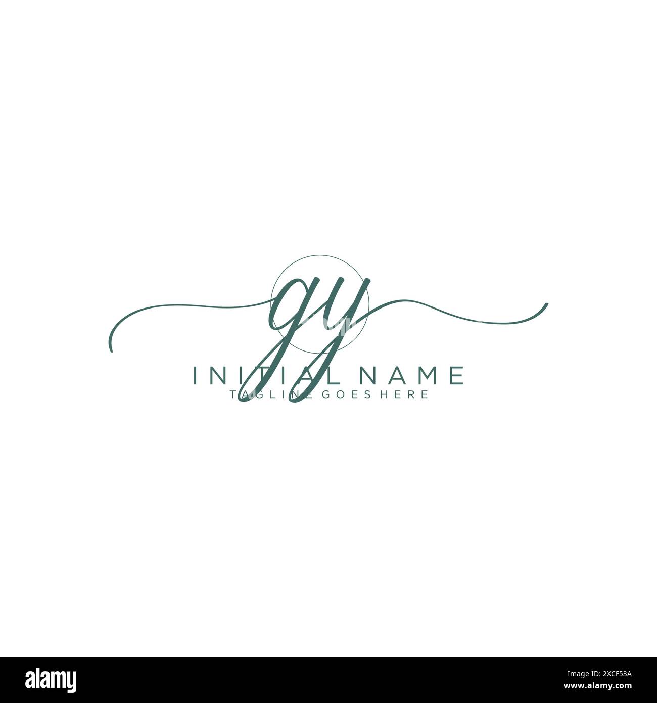 GY Initial handwriting with circle template Stock Vector