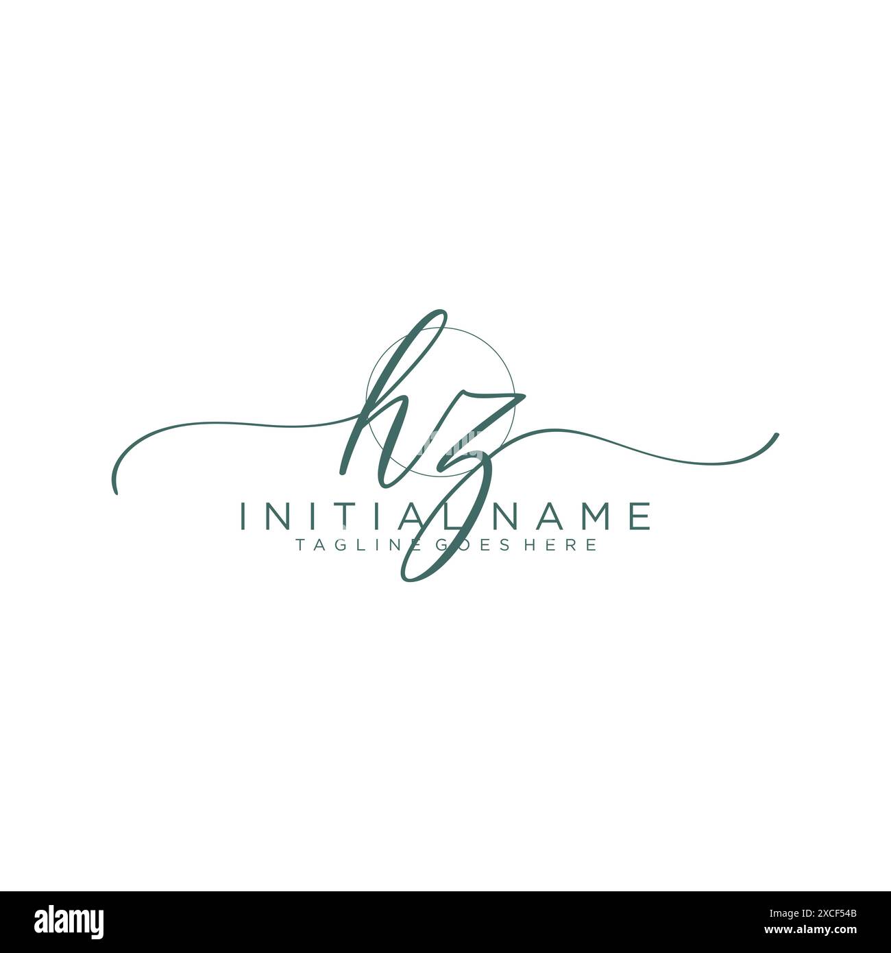 HZ Initial handwriting with circle template Stock Vector