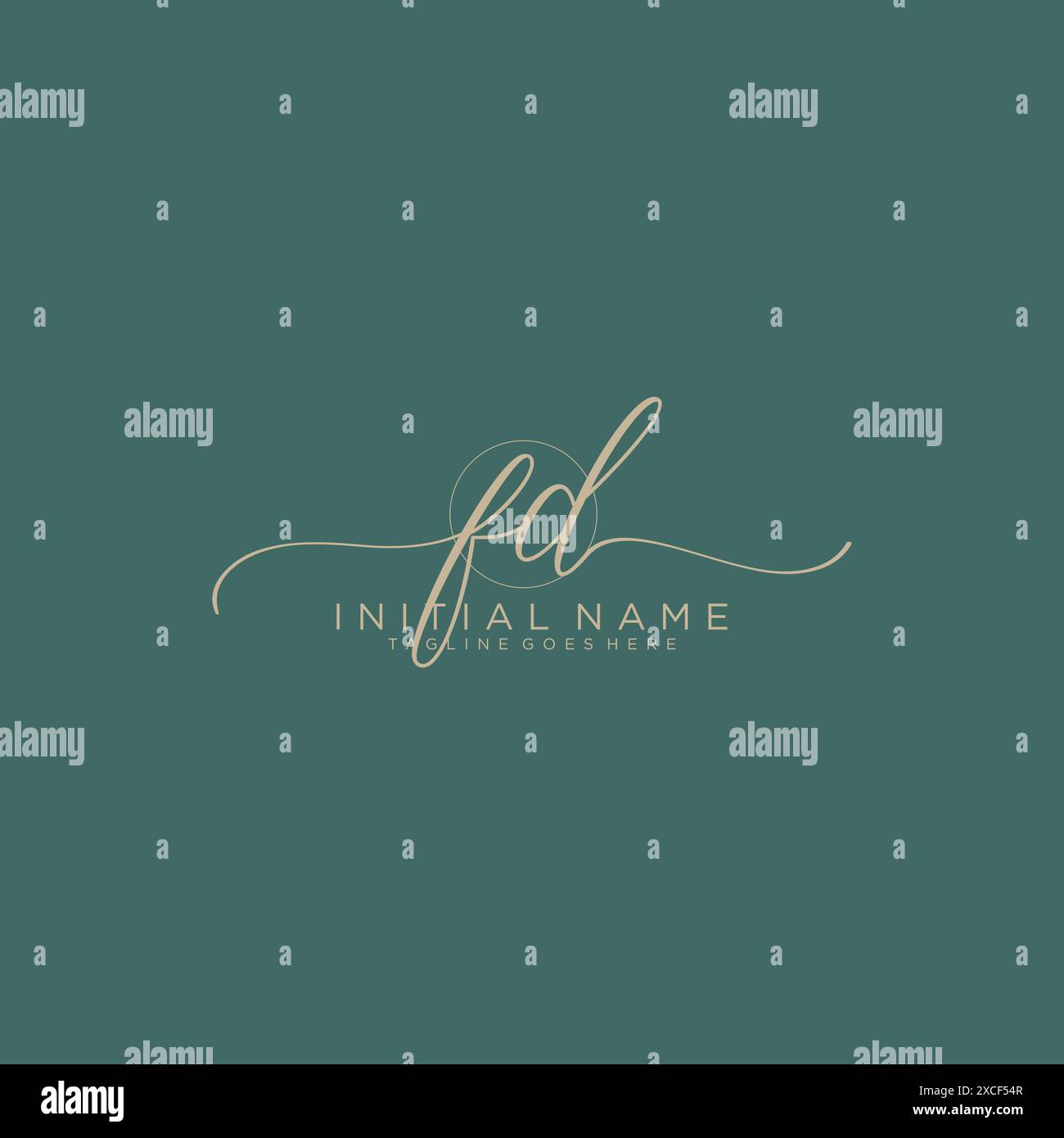 FD Initial handwriting with circle template Stock Vector
