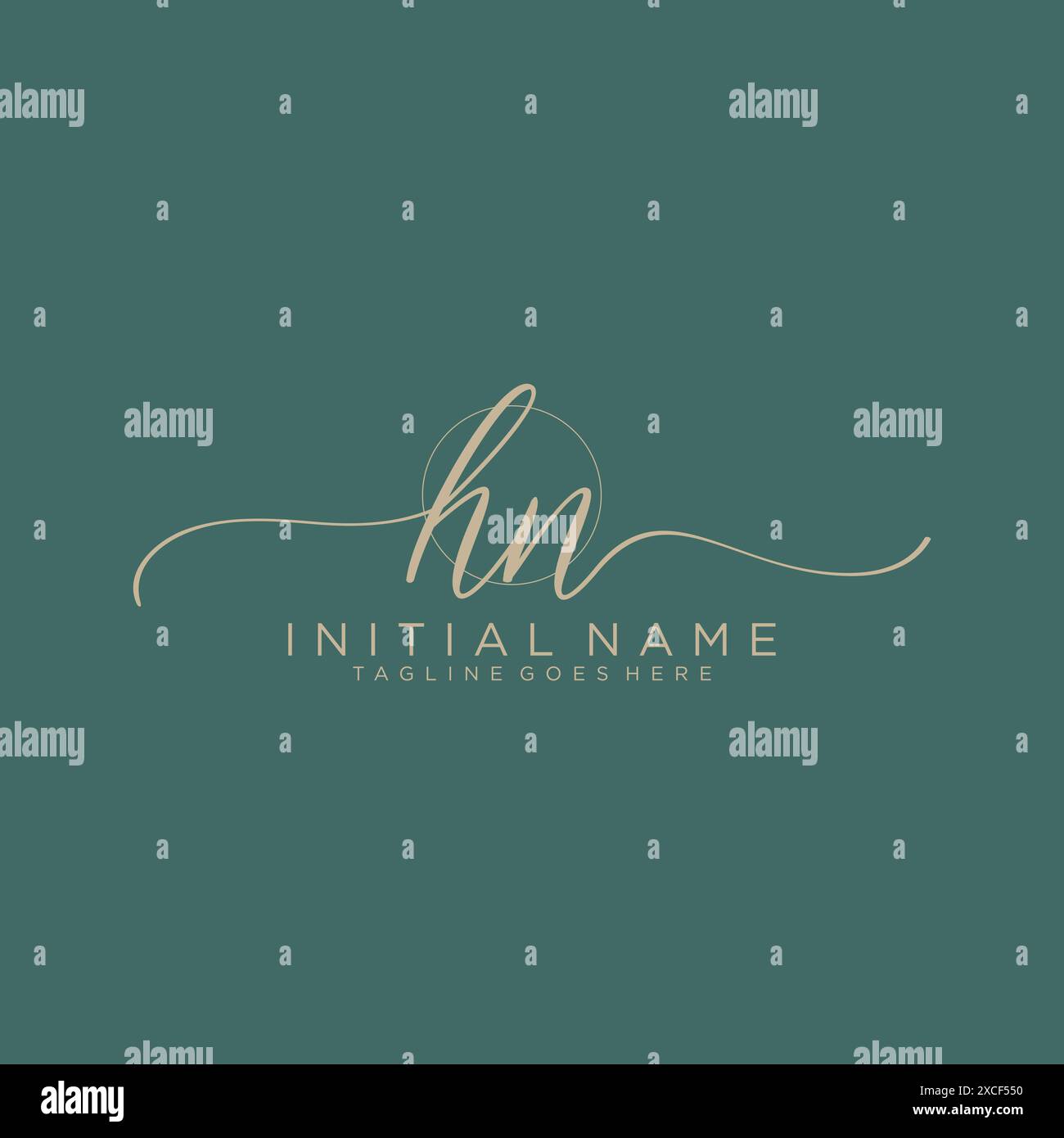 HN Initial handwriting with circle template Stock Vector