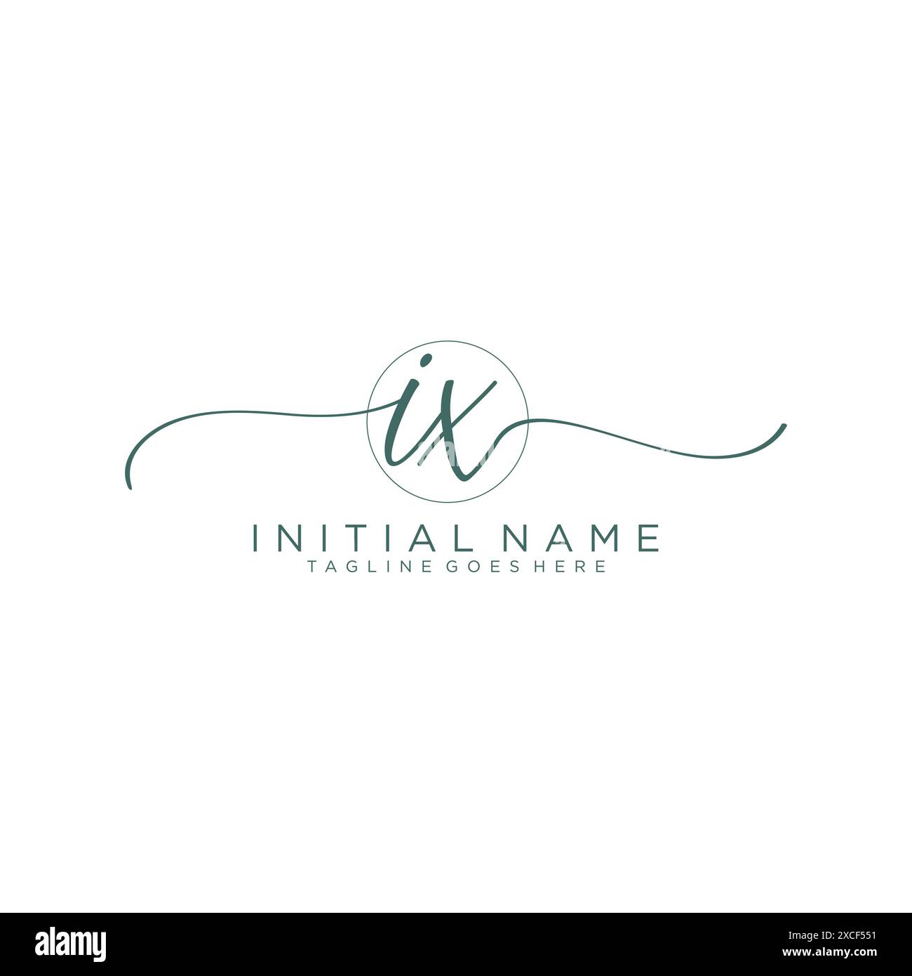 IX Initial handwriting with circle template Stock Vector