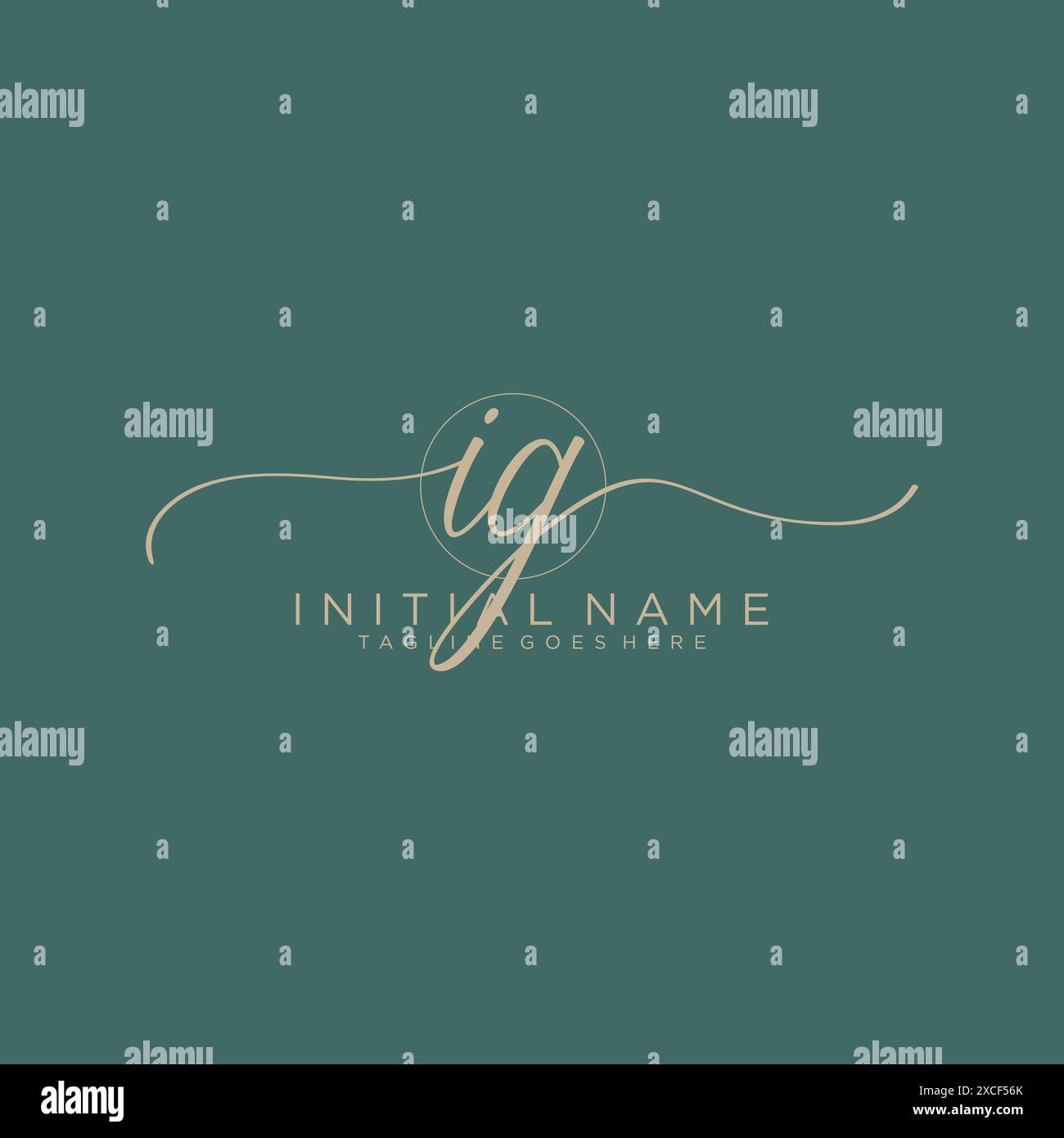 IG Initial handwriting with circle template Stock Vector