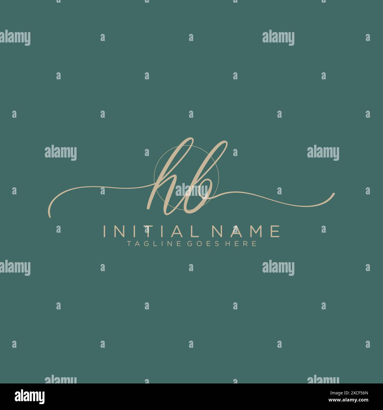 HB Initial handwriting with circle template Stock Vector