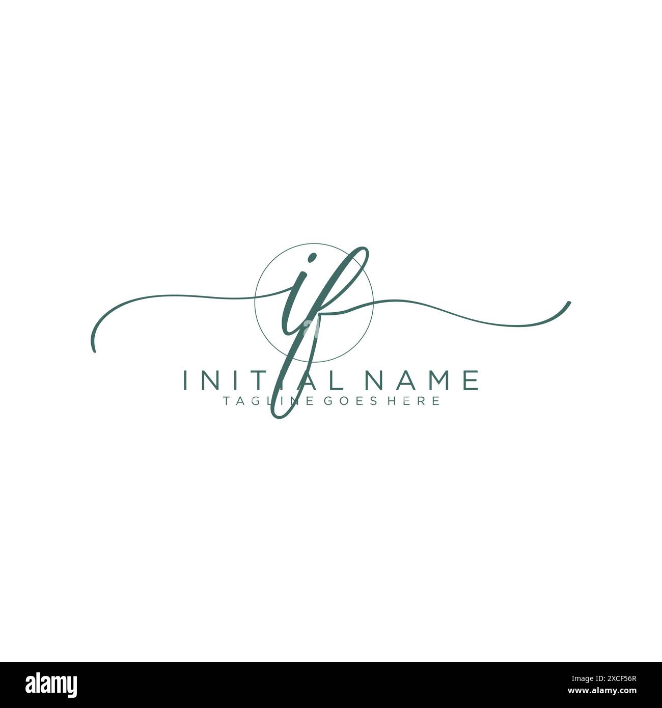 IF Initial handwriting with circle template Stock Vector