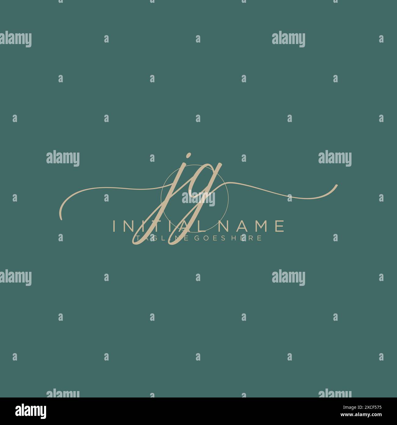 JG Initial handwriting with circle template Stock Vector