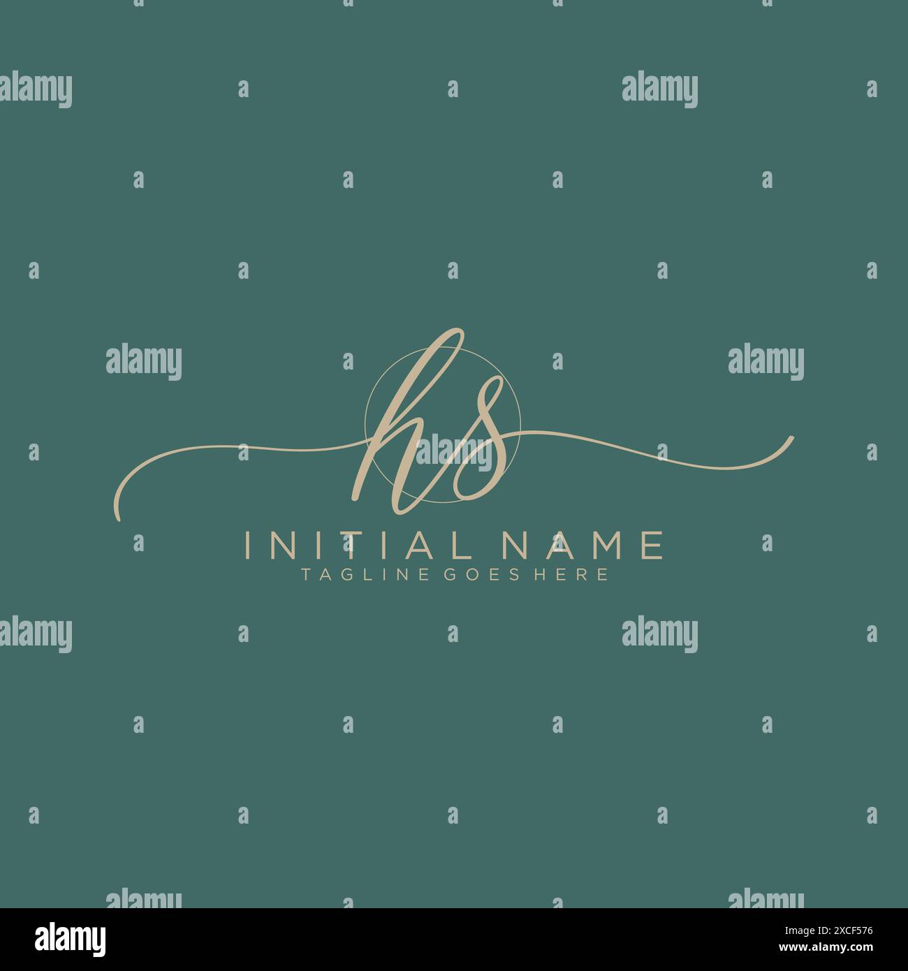 HS Initial handwriting with circle template Stock Vector