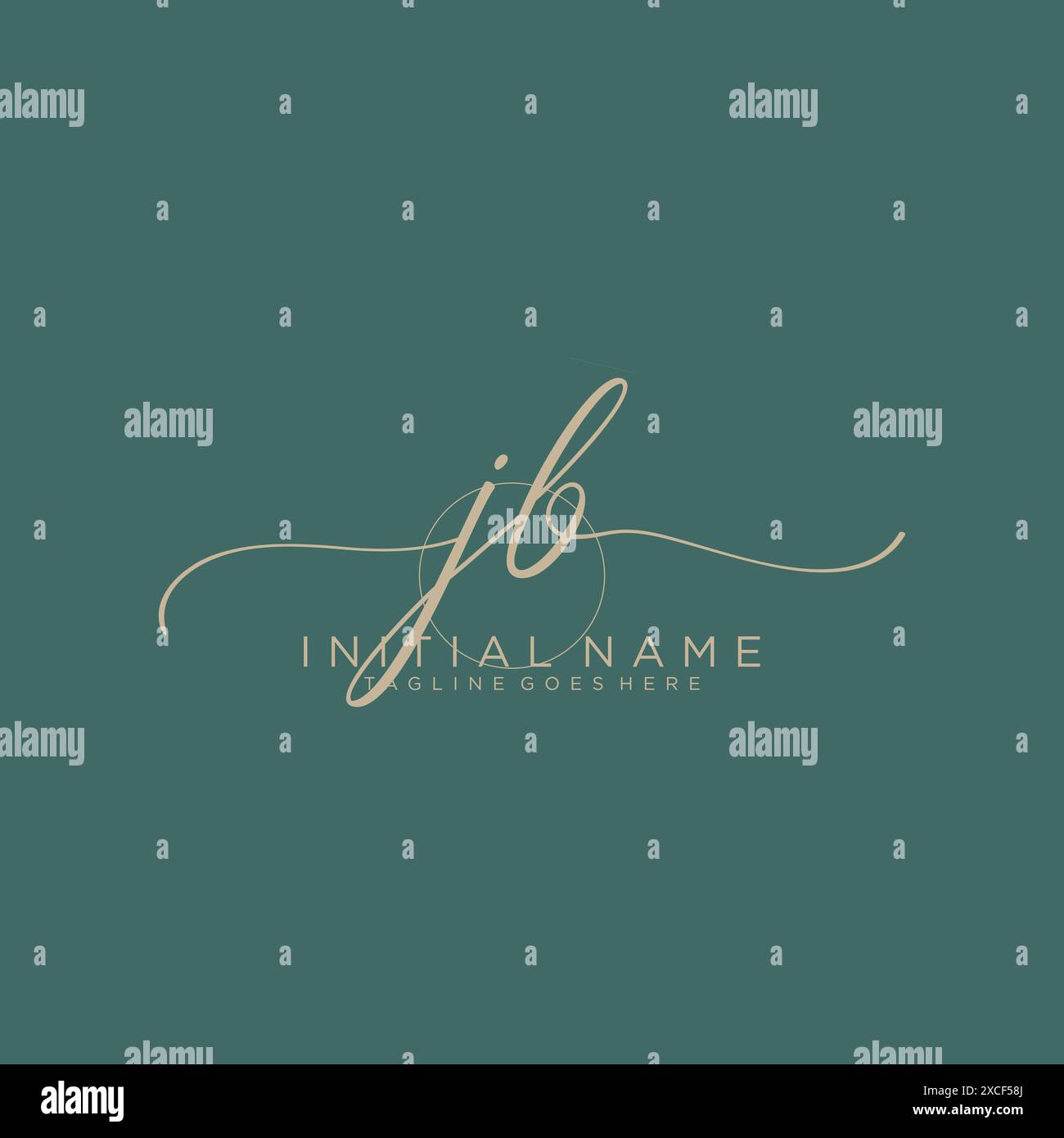 JB Initial handwriting with circle template Stock Vector