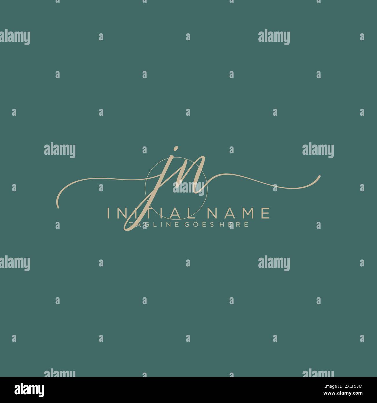 JN Initial handwriting with circle template Stock Vector