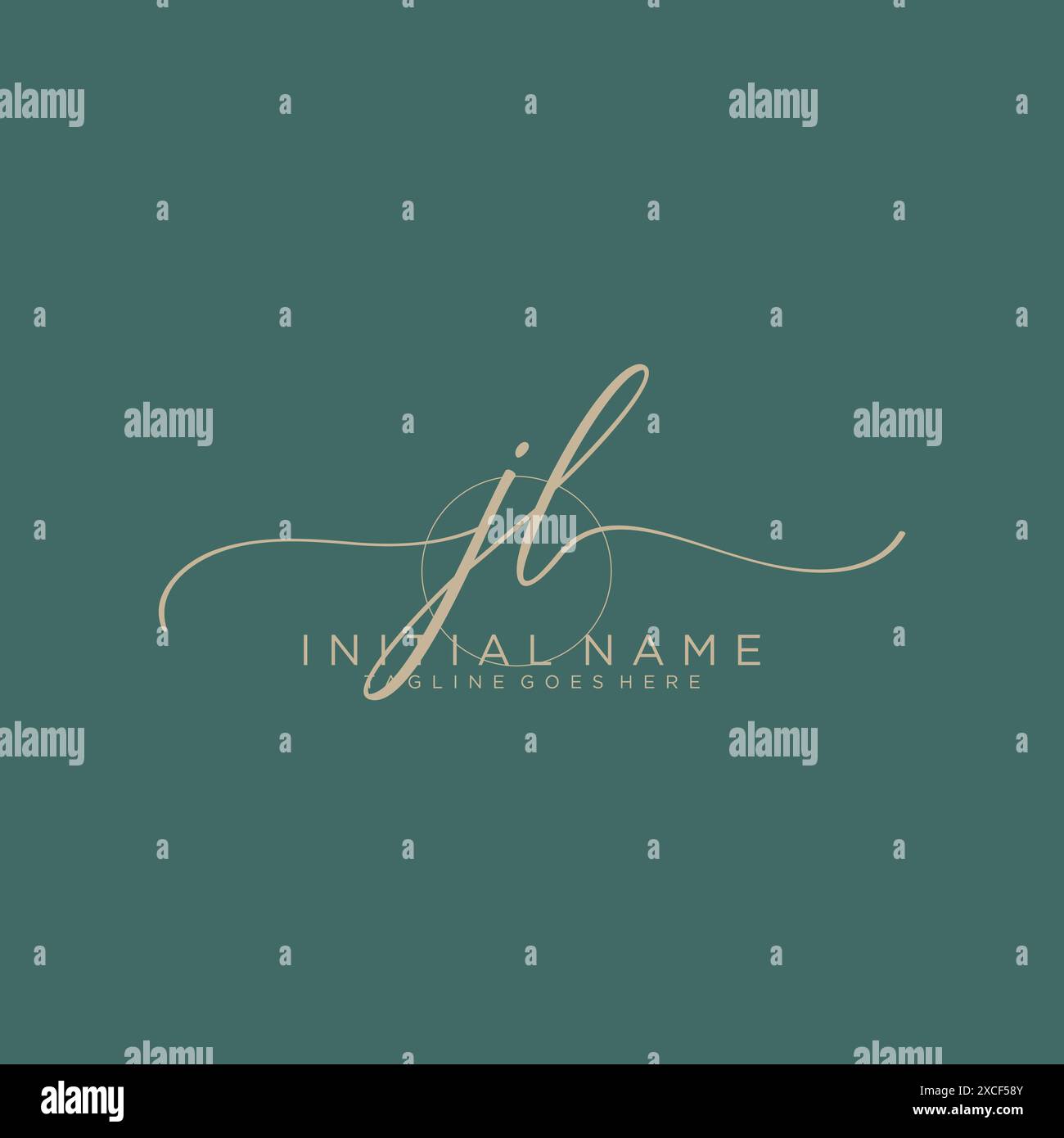 JL Initial handwriting with circle template Stock Vector