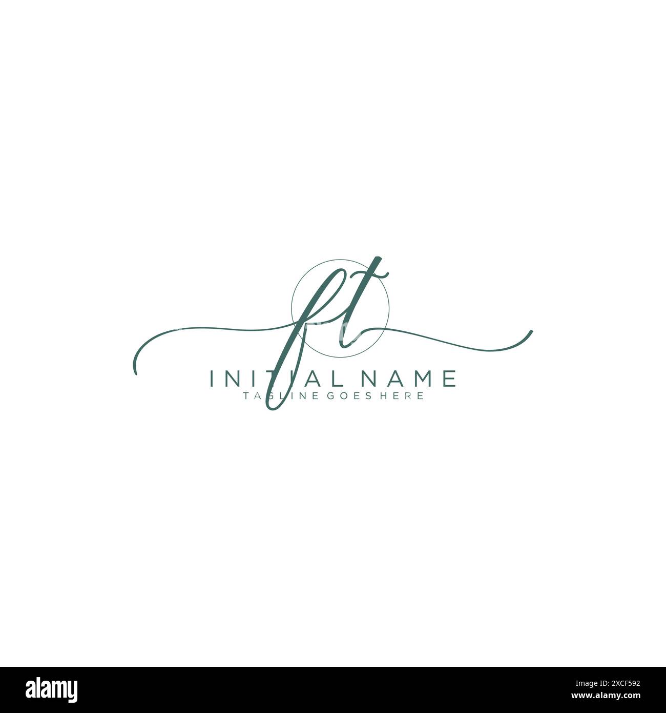 FT Initial handwriting with circle template Stock Vector