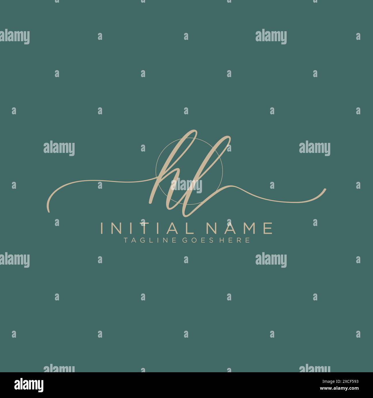 HL Initial handwriting with circle template Stock Vector