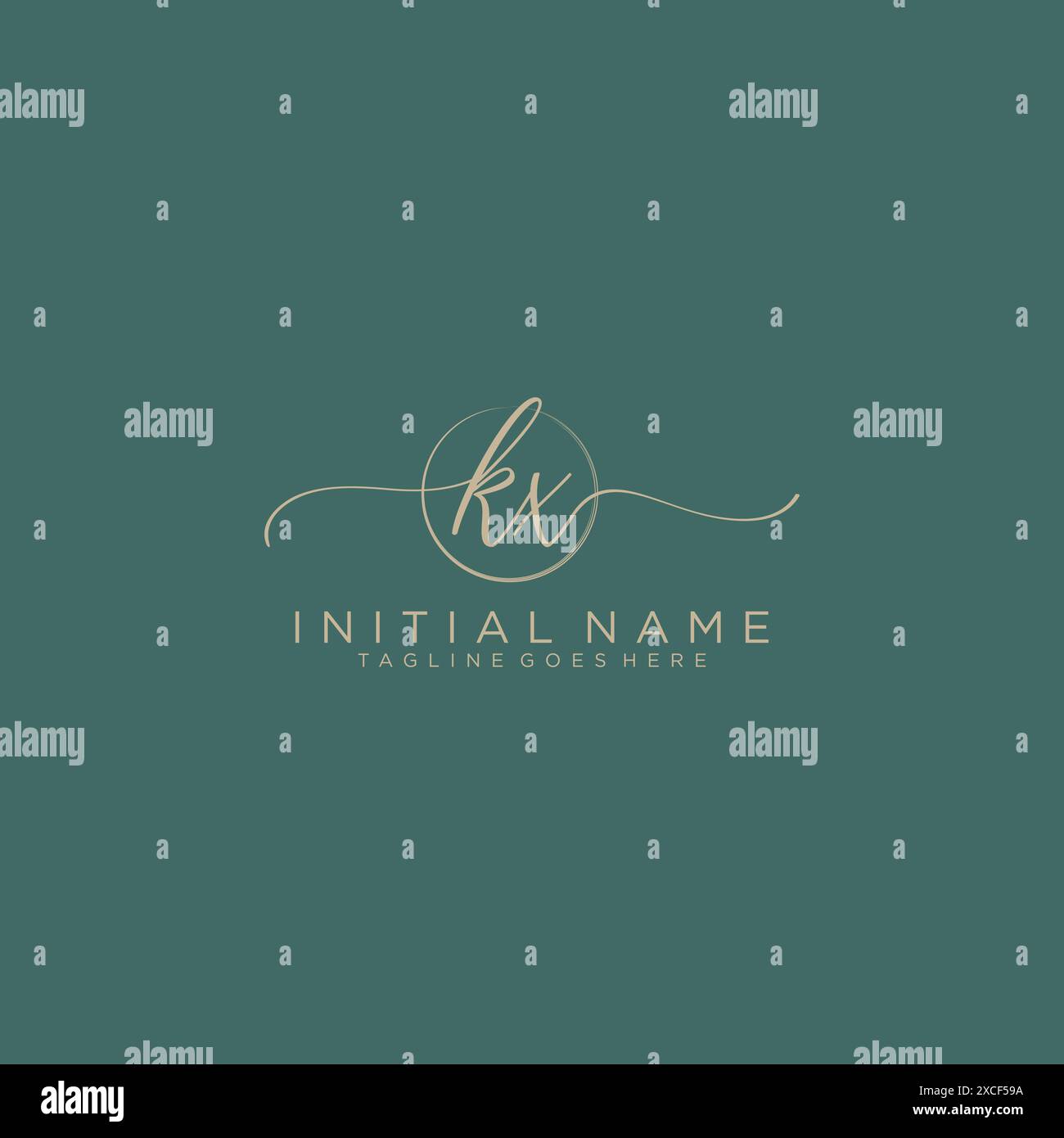 KX Initial handwriting with circle template Stock Vector