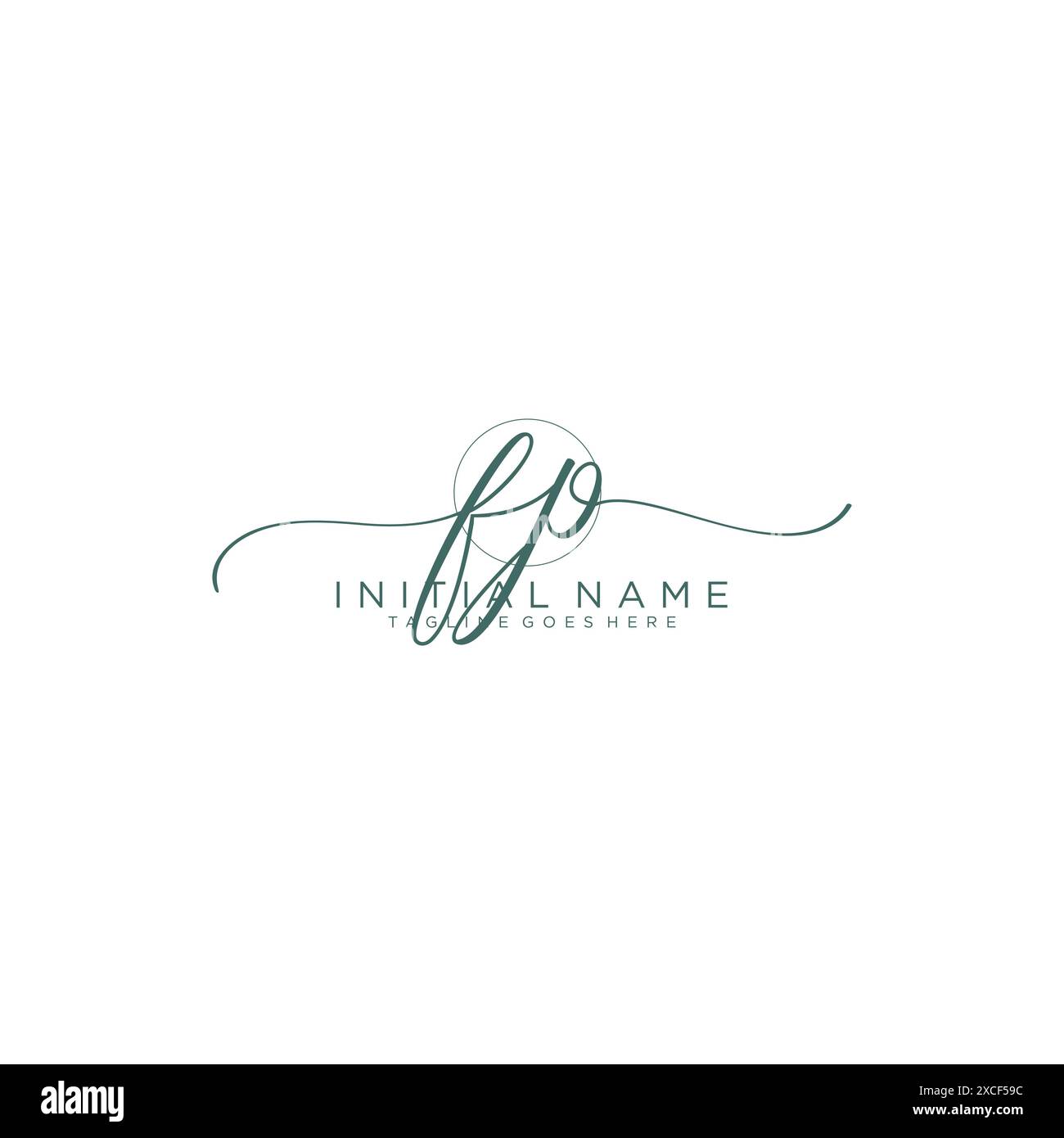 FP Initial handwriting with circle template Stock Vector