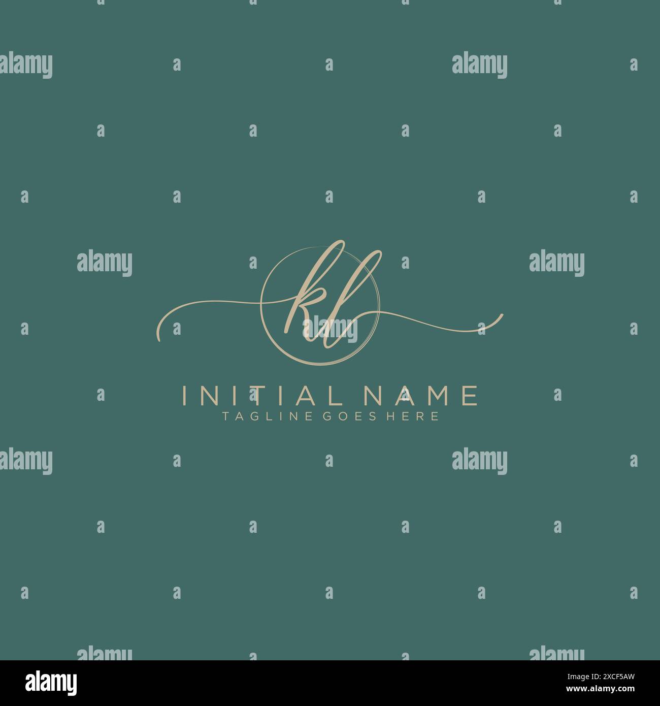 KL Initial handwriting with circle template Stock Vector