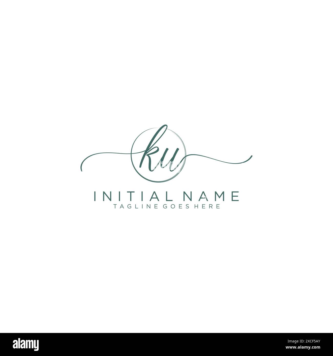 KU Initial handwriting with circle template Stock Vector