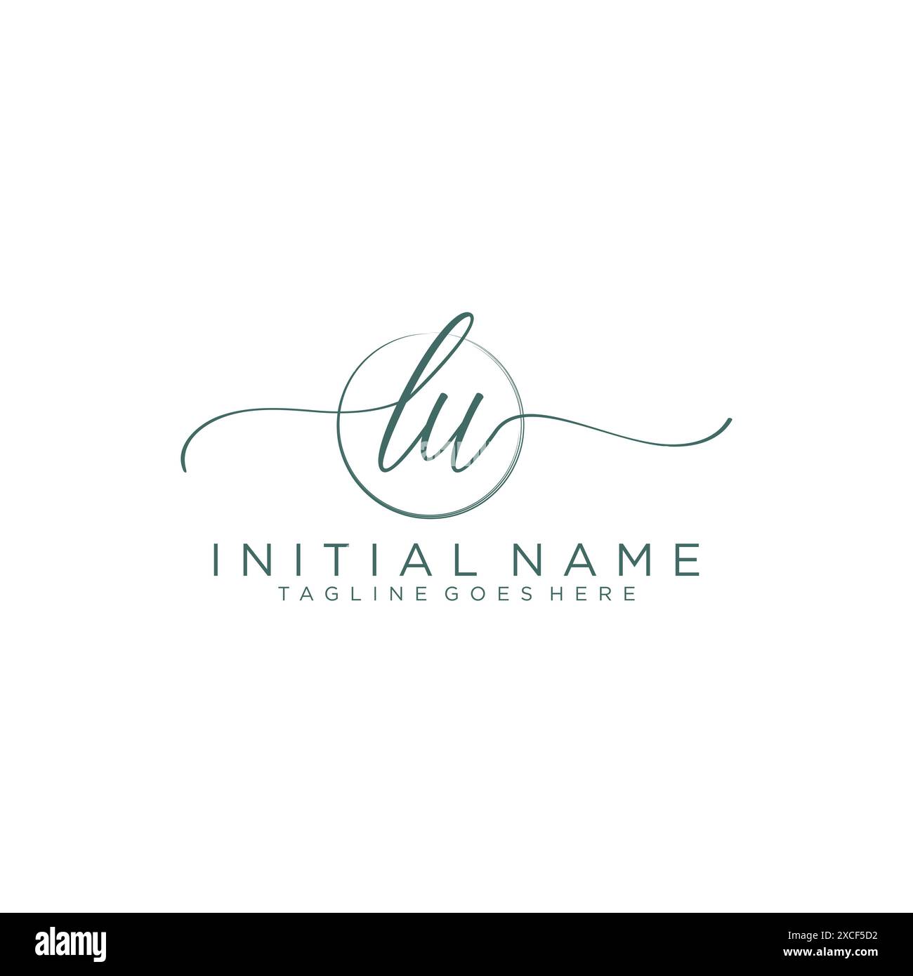 LU Initial handwriting with circle template Stock Vector