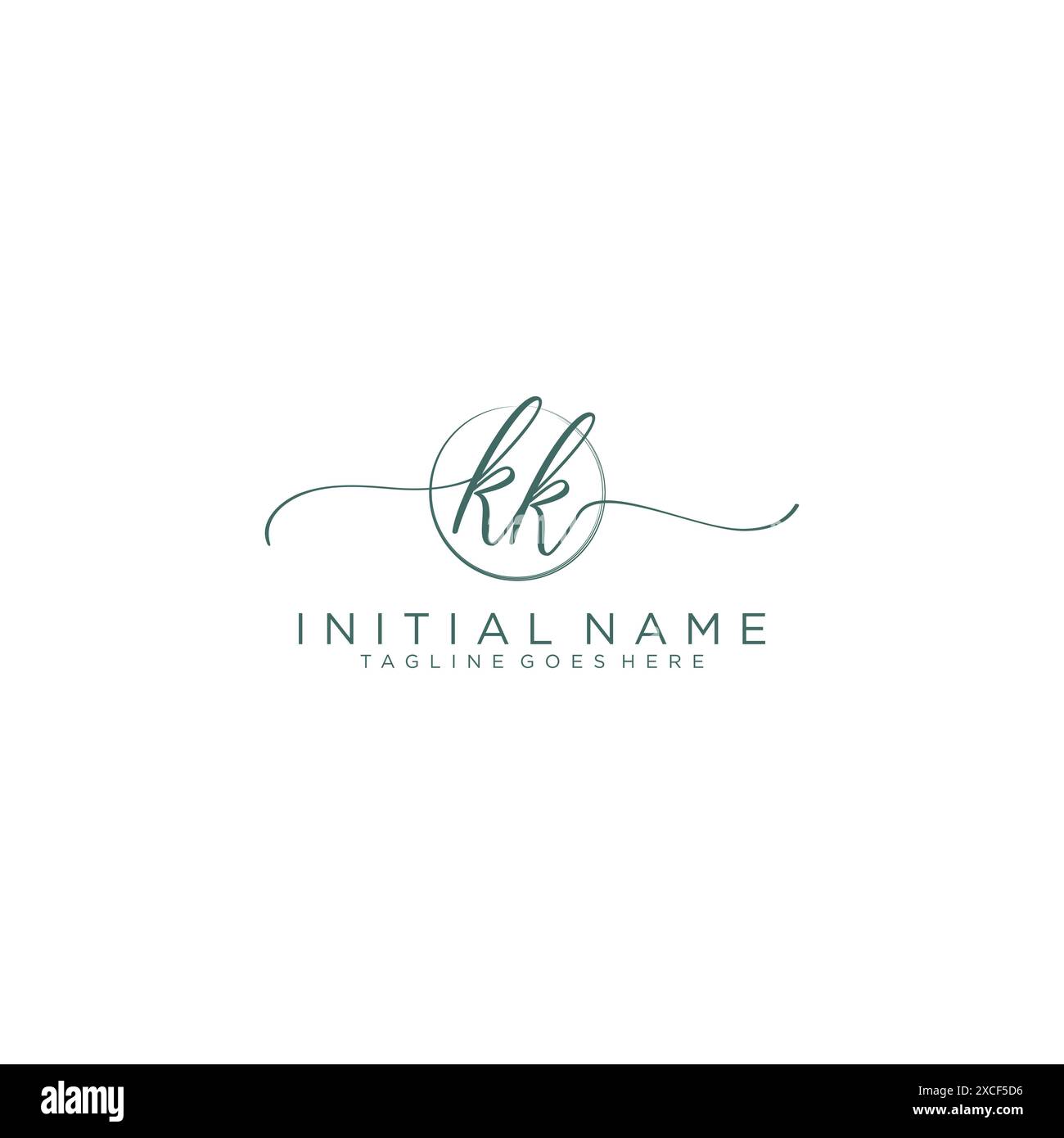 KK Initial handwriting with circle template Stock Vector