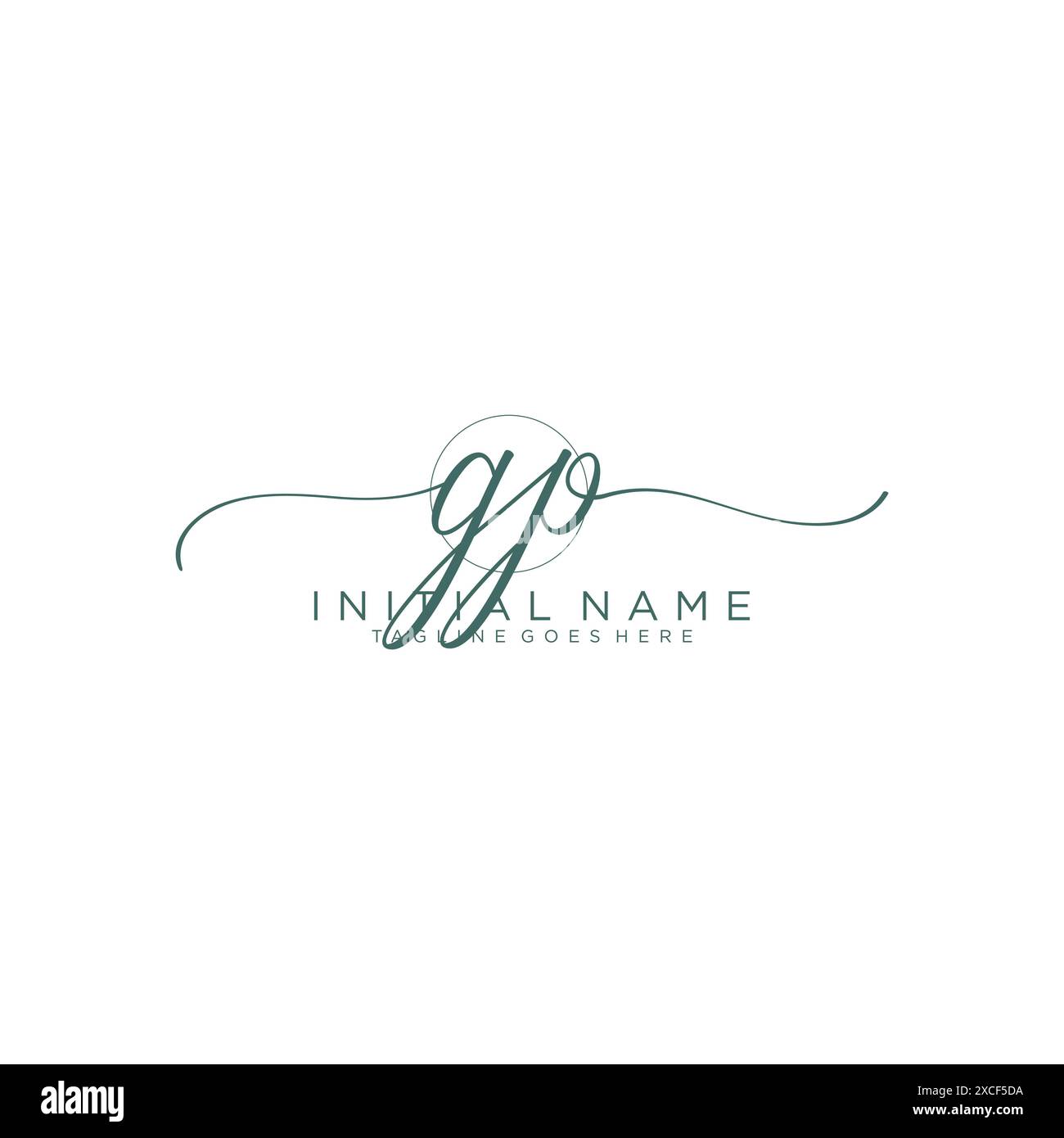 GP Initial handwriting with circle template Stock Vector