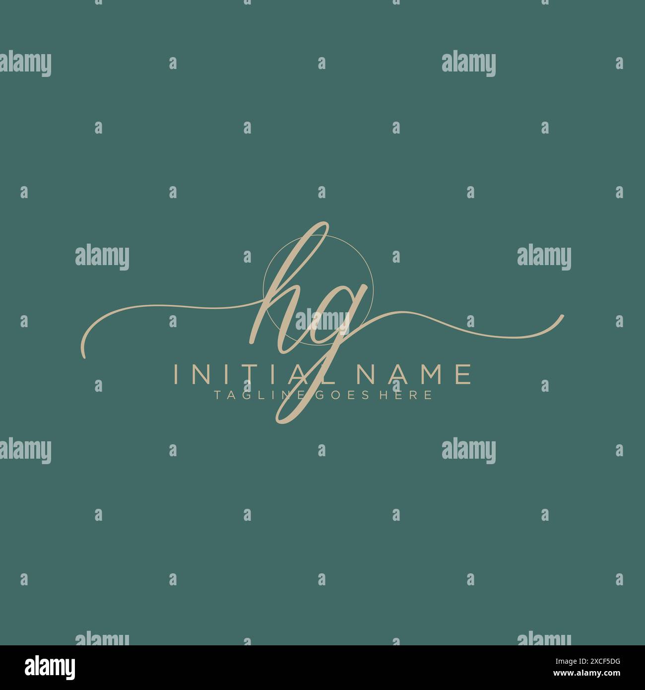 HG Initial handwriting with circle template Stock Vector