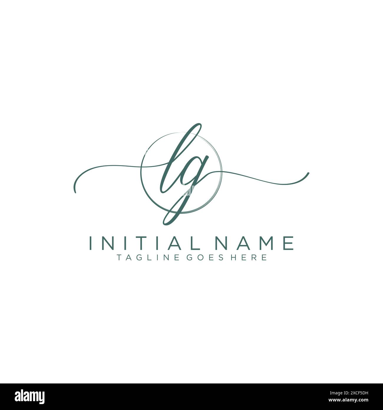 LG Initial handwriting with circle template Stock Vector