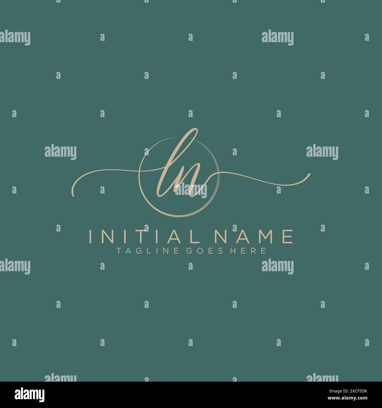 LN Initial handwriting with circle template Stock Vector