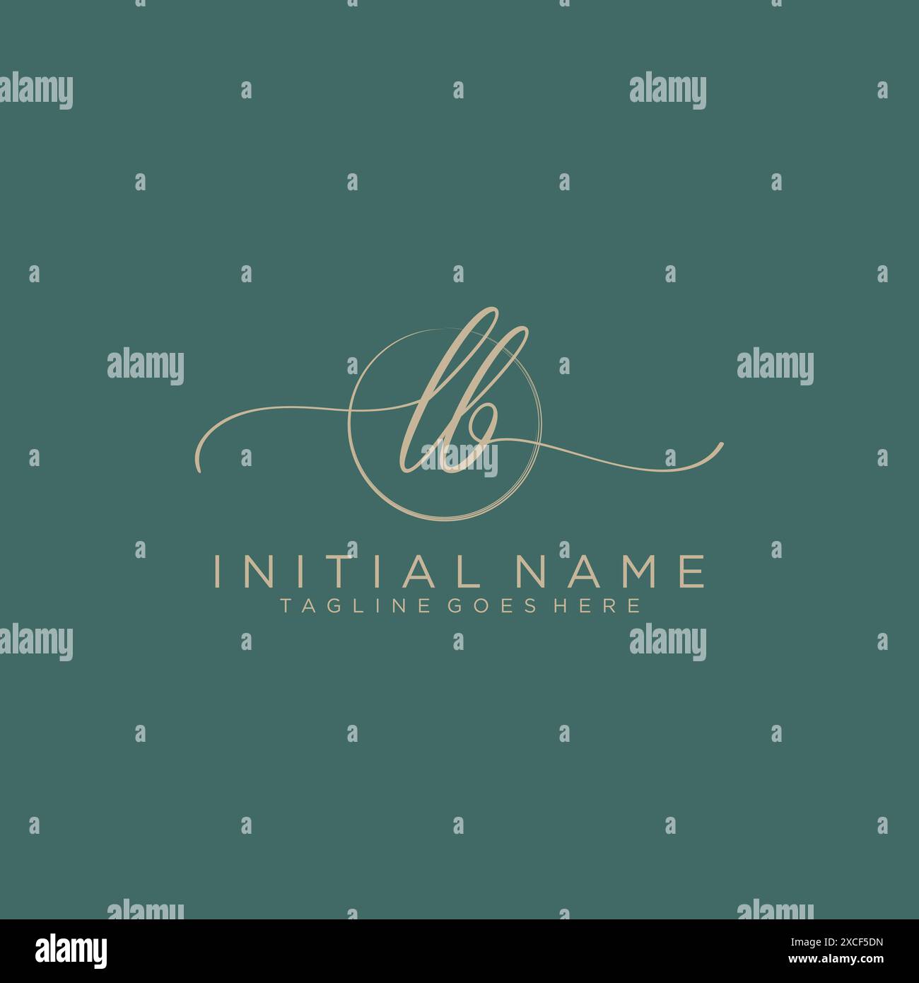 LB Initial handwriting with circle template Stock Vector