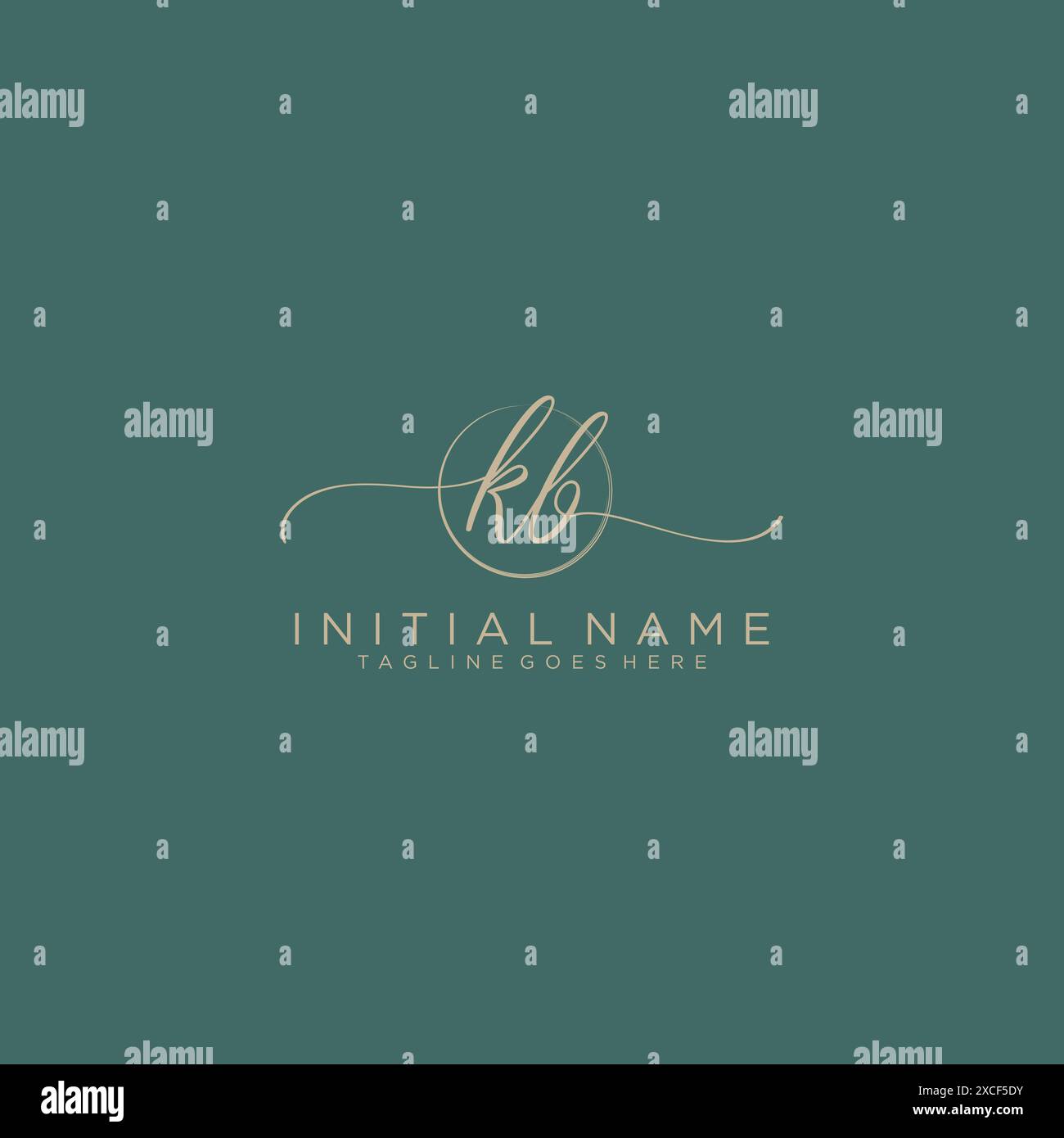 KB Initial handwriting with circle template Stock Vector