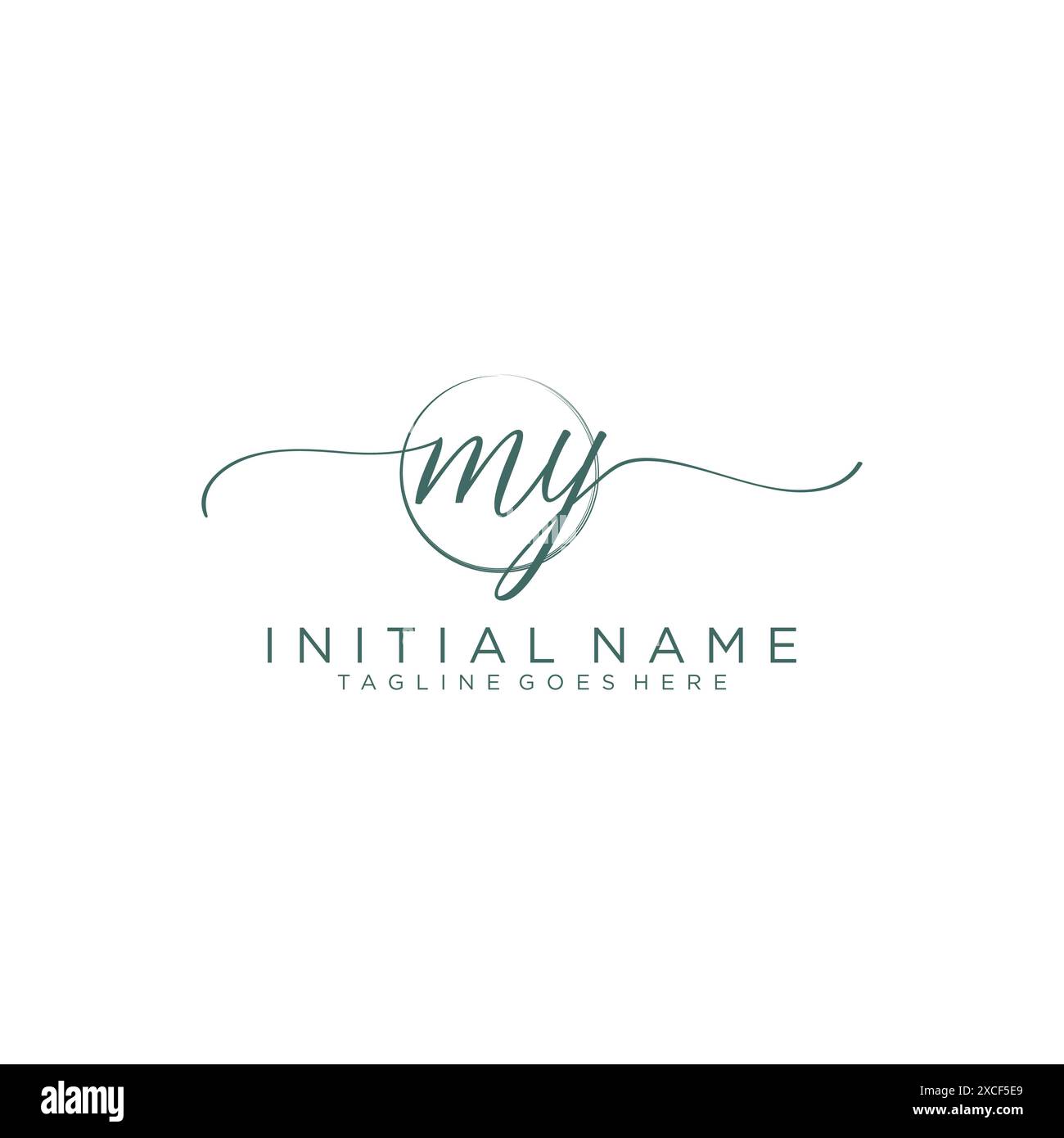 MY Initial handwriting with circle template Stock Vector