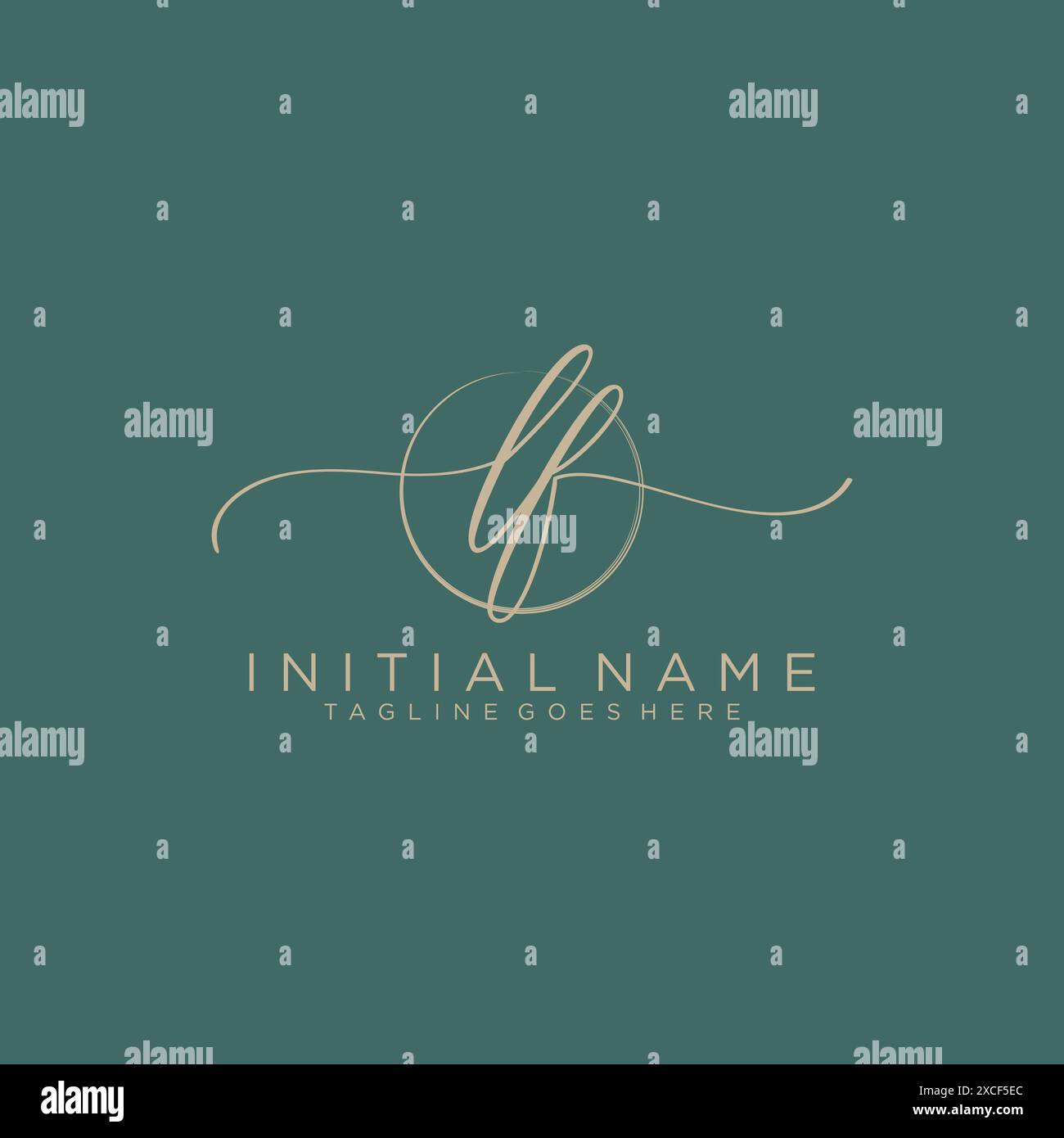 LF Initial handwriting with circle template Stock Vector