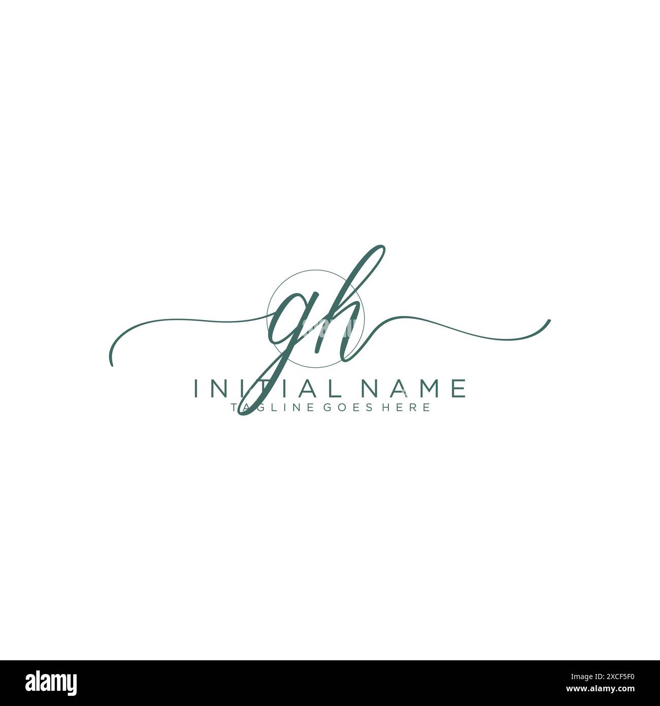 GH Initial handwriting with circle template Stock Vector
