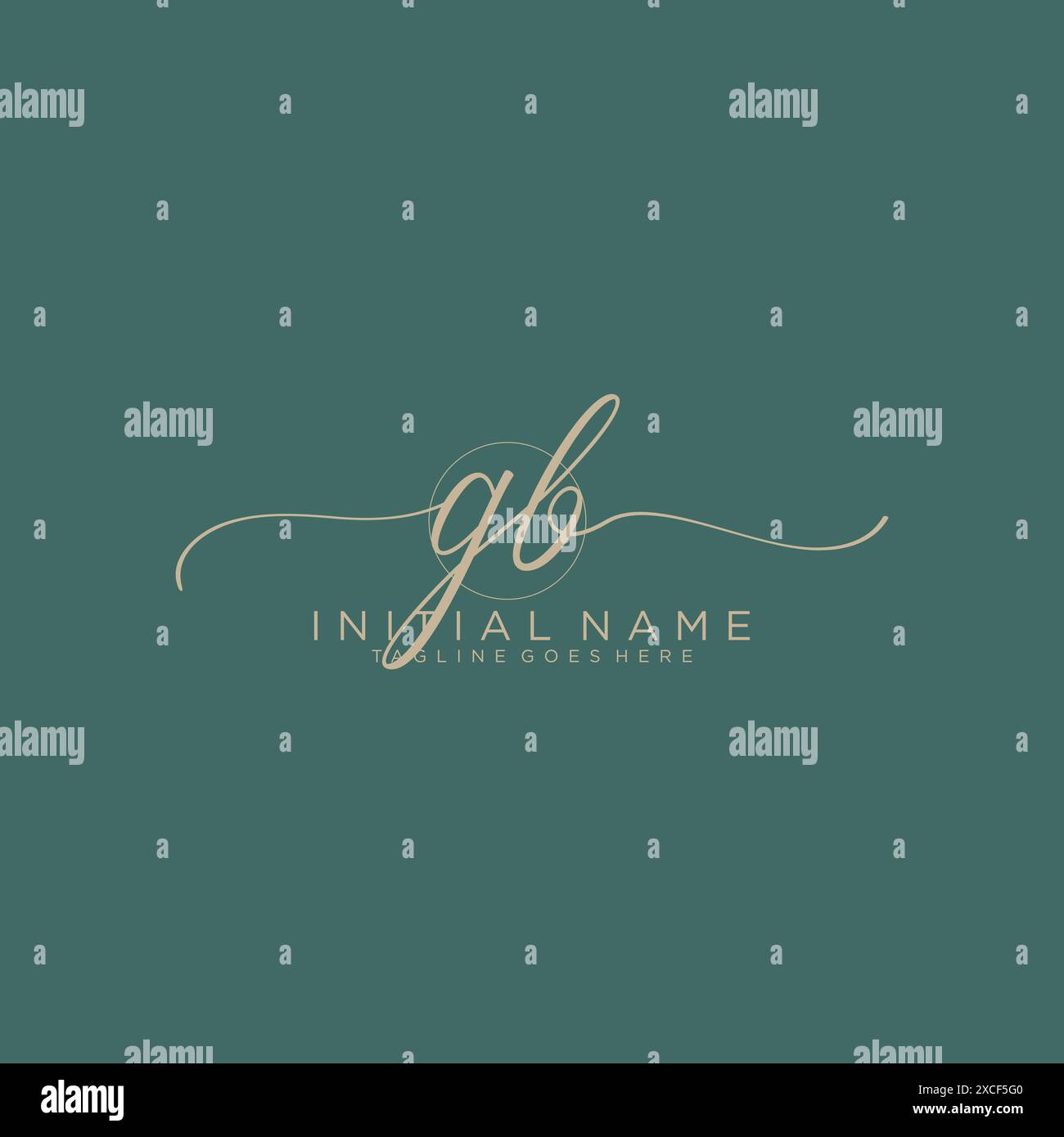 GB Initial handwriting with circle template Stock Vector