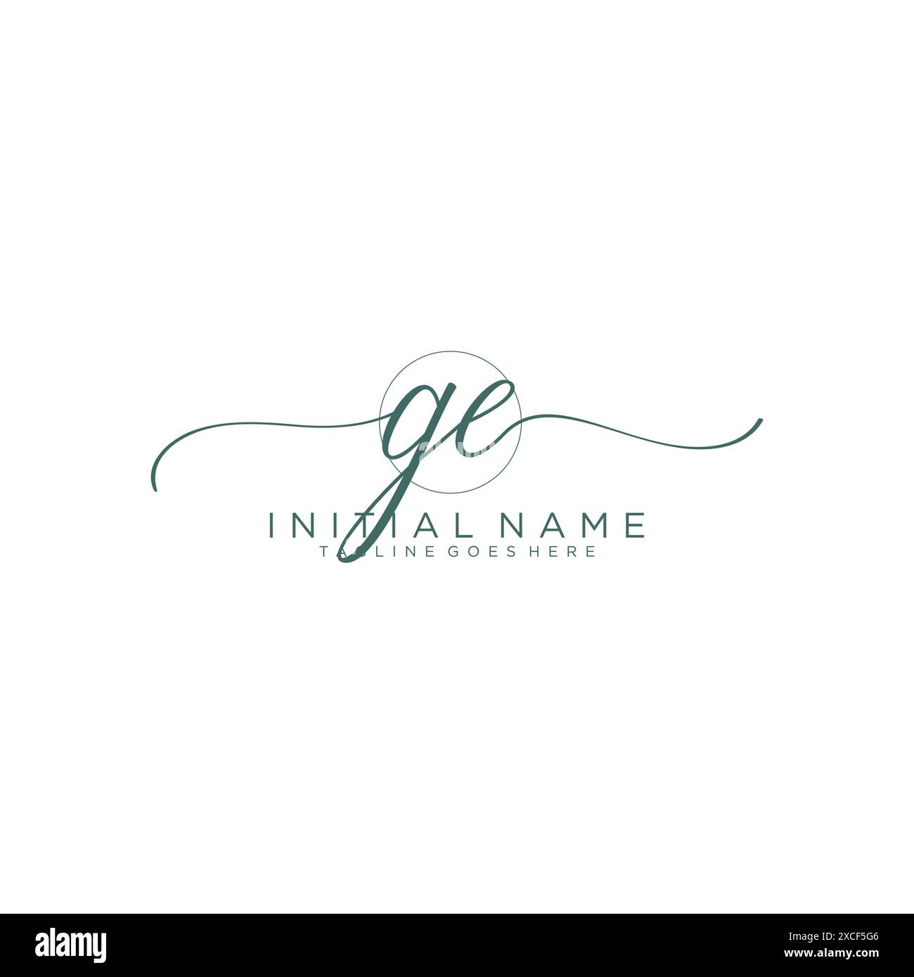 GE Initial handwriting with circle template Stock Vector