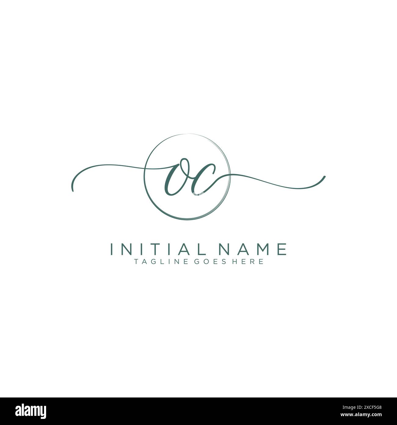 OC Initial handwriting with circle template Stock Vector