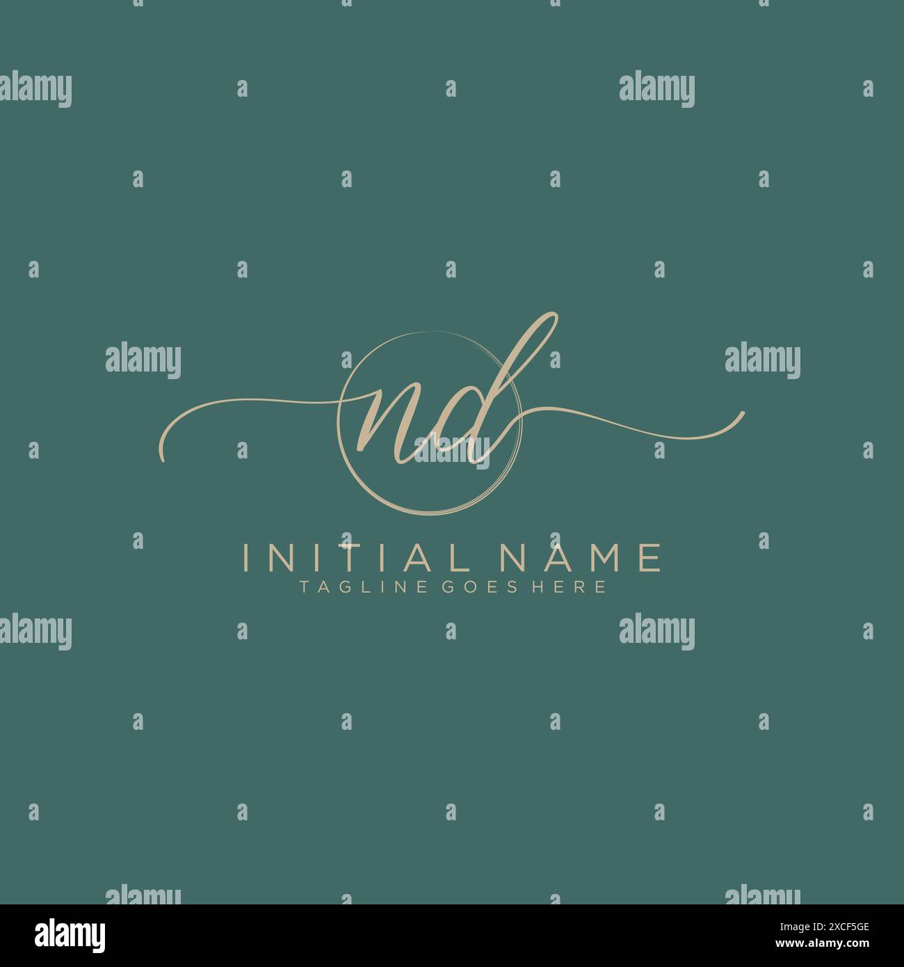 ND Initial handwriting with circle template Stock Vector