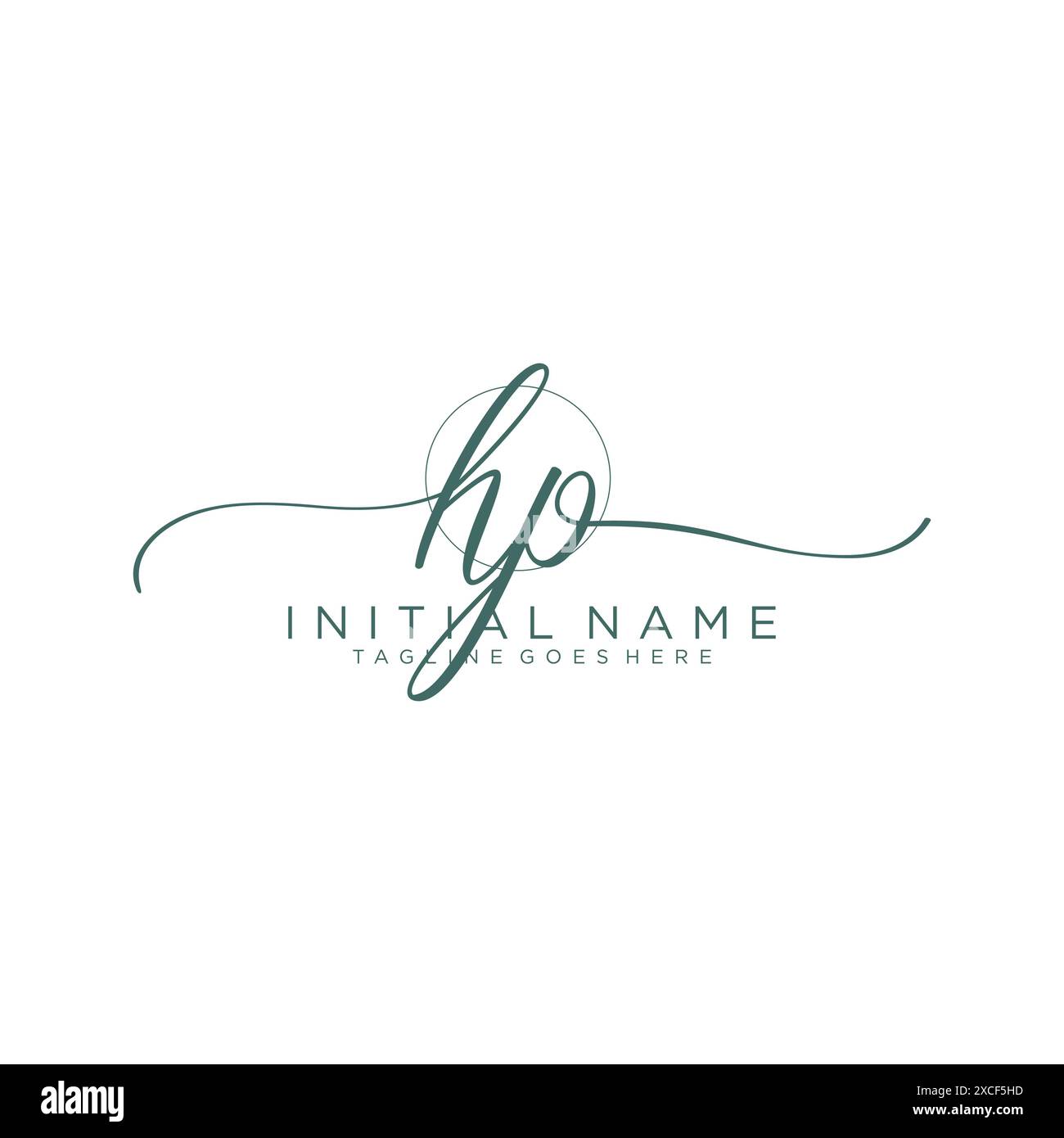 HP Initial handwriting with circle template Stock Vector