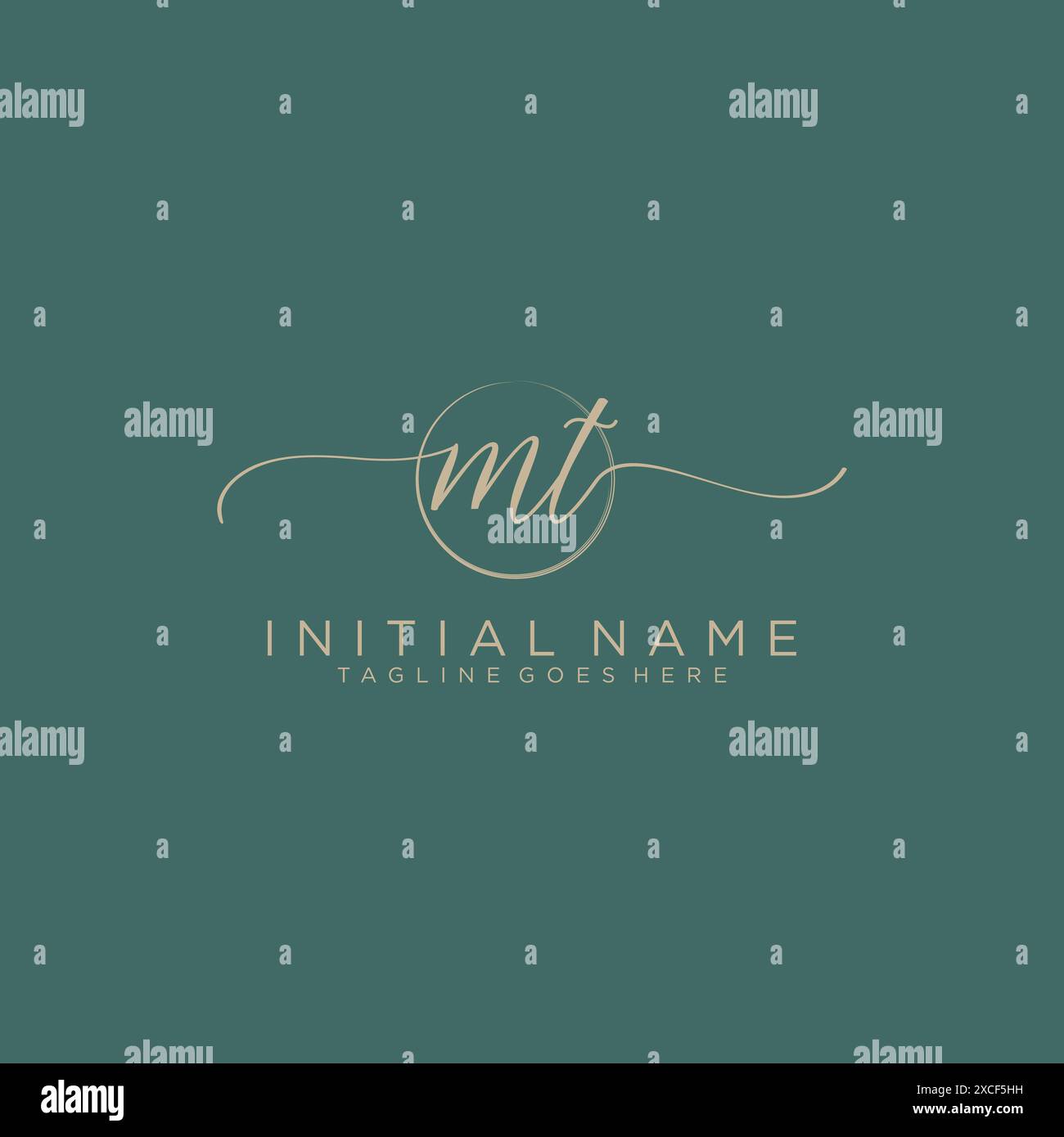 MT Initial handwriting with circle template Stock Vector