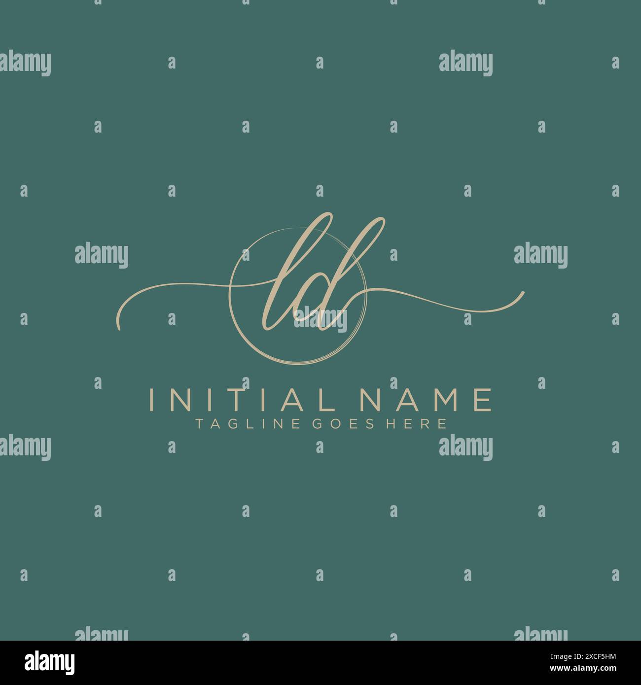 LD Initial handwriting with circle template Stock Vector