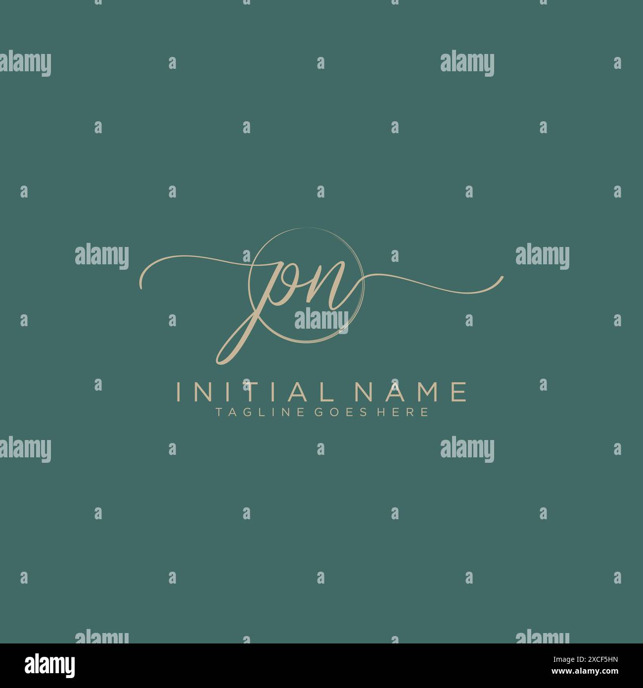 PN Initial handwriting with circle template Stock Vector