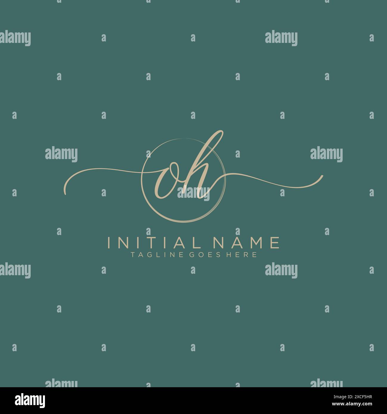 OH Initial handwriting with circle template Stock Vector