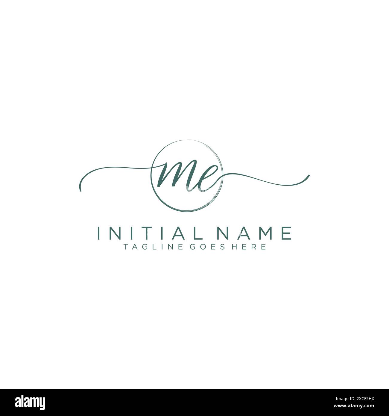 ME Initial handwriting with circle template Stock Vector