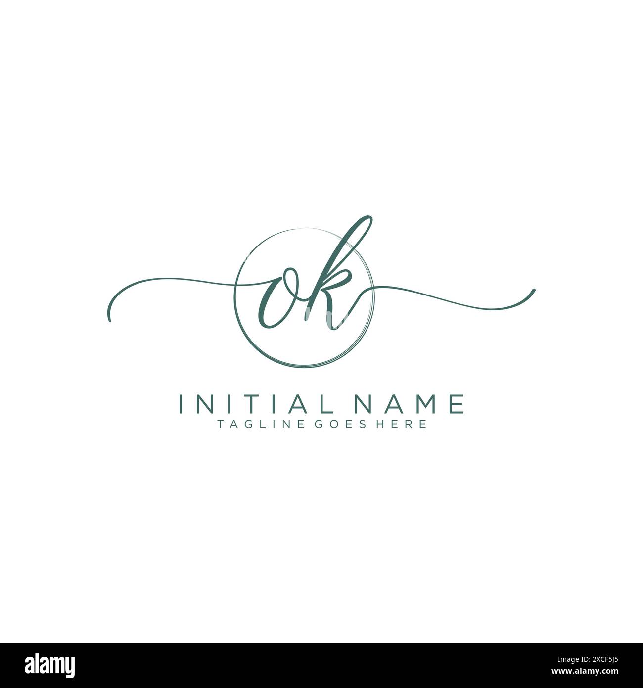 OK Initial handwriting with circle template Stock Vector