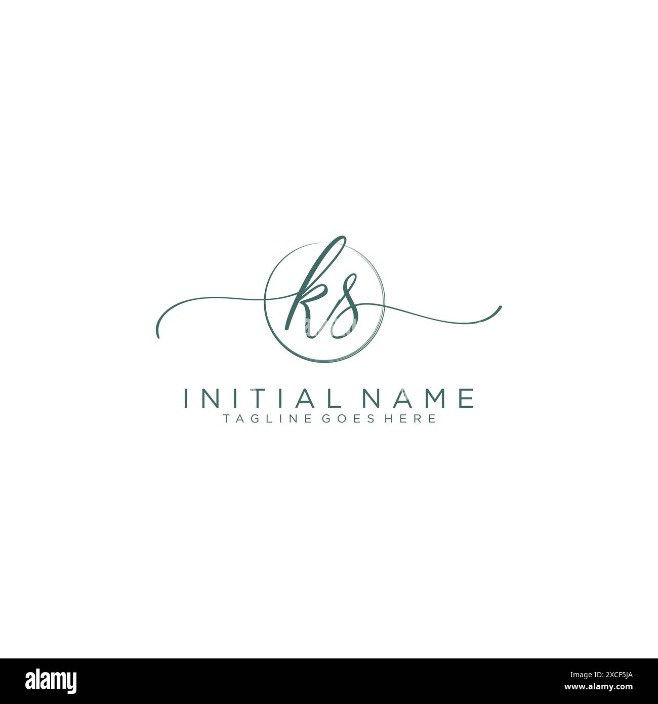 KS Initial handwriting with circle template Stock Vector