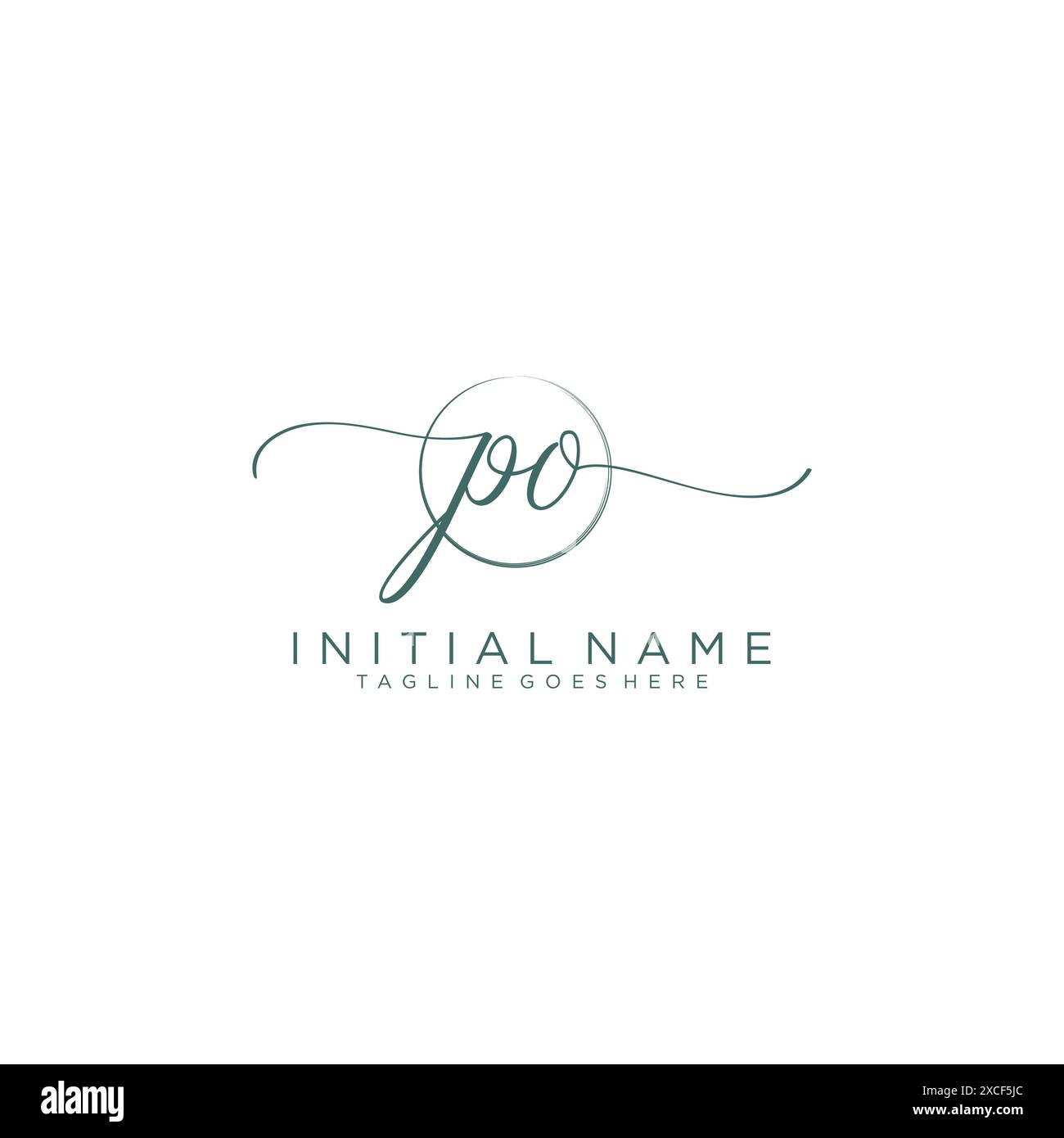 PO Initial handwriting with circle template Stock Vector