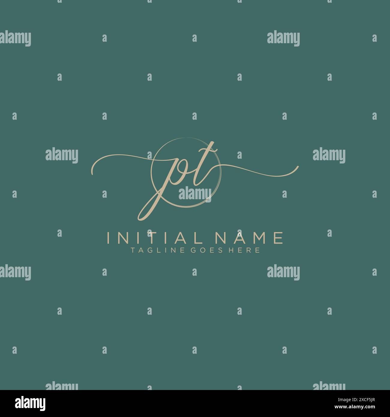 PT Initial handwriting with circle template Stock Vector