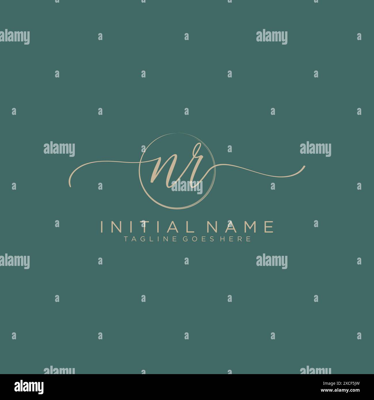 NR Initial handwriting with circle template Stock Vector