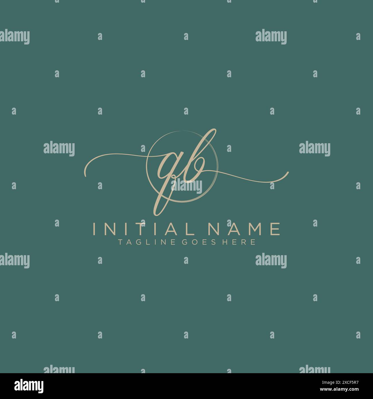 QB Initial handwriting with circle template Stock Vector