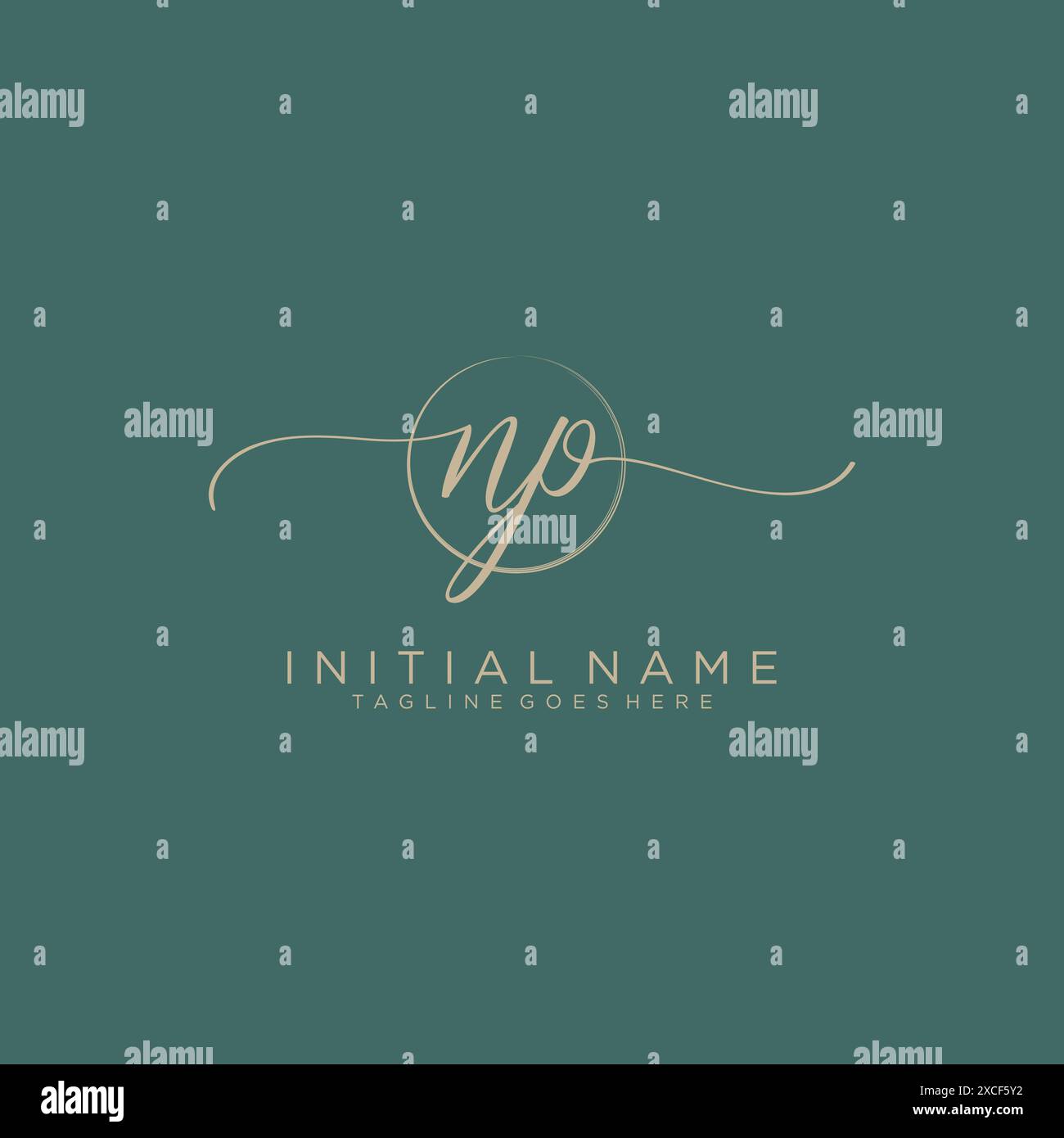 NP Initial handwriting with circle template Stock Vector