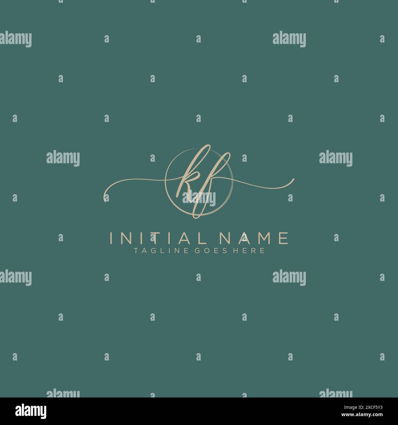 KF Initial handwriting with circle template Stock Vector